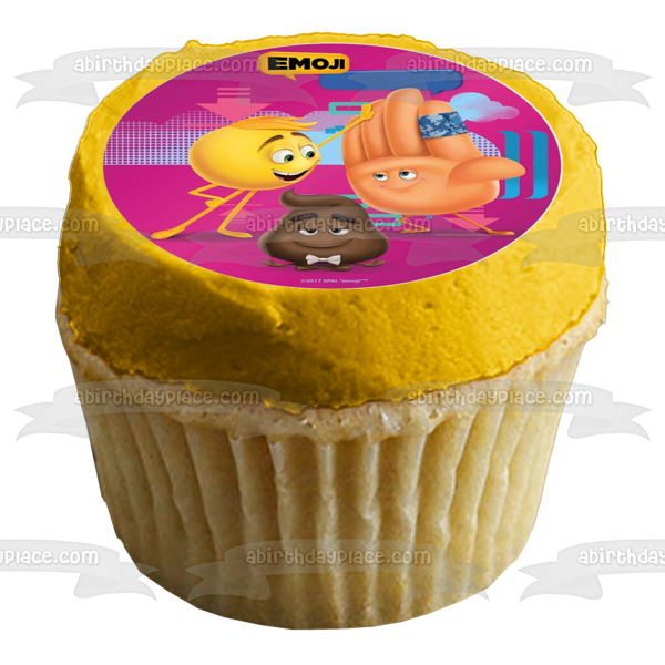 Adorno comestible para tarta con cara sonriente de Emoji High Five Pou, imagen ABPID22030 