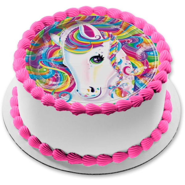 Unicorn Rainbow Hair Edible Cake Topper Image ABPID22036