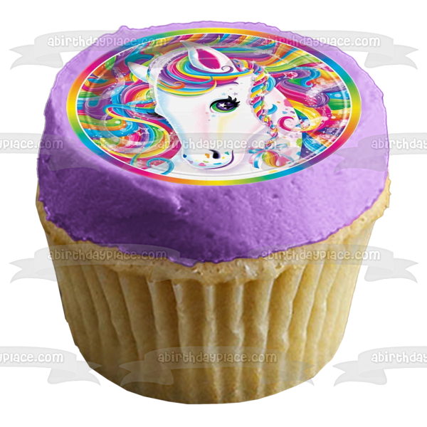 Unicorn Rainbow Hair Edible Cake Topper Image ABPID22036