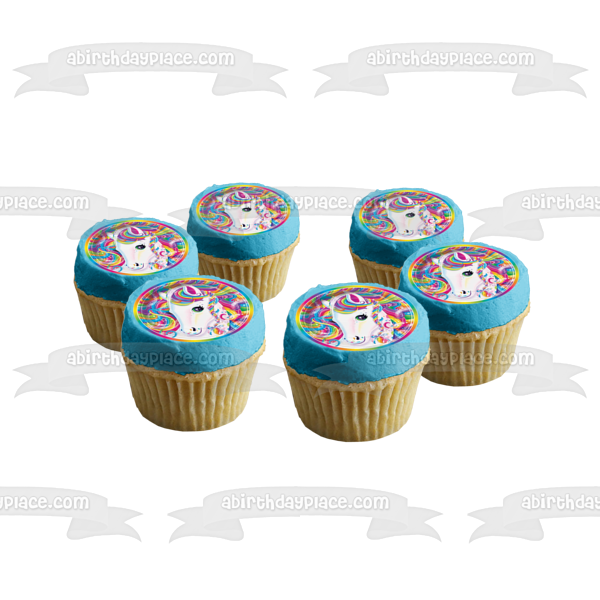 Unicorn Rainbow Hair Edible Cake Topper Image ABPID22036