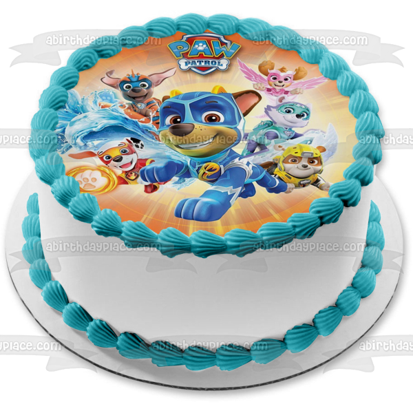 Paw Patrol Super Pup Heros Ryder Marshall Skye Everest Rocky Chase Decoración comestible para tarta imagen ABPID22040 