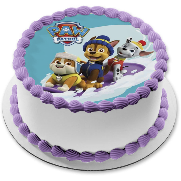 Decoración comestible para tarta con trineo de nieve de Paw Patrol Rocky Chase Marshall ABPID21992 