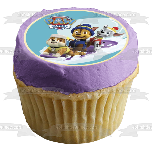 Decoración comestible para tarta con trineo de nieve de Paw Patrol Rocky Chase Marshall ABPID21992 