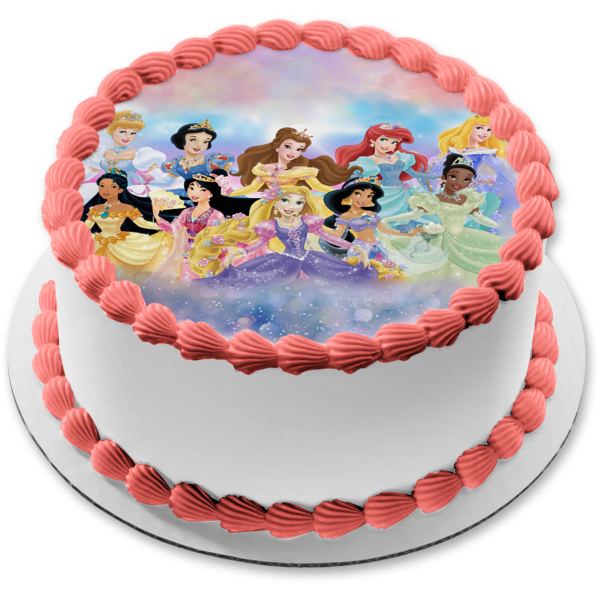 Princesa Disney Ariel Aurora Bella Blancanieves Jazmín Cenicienta Tiana Pocahontas Rapunzel Mulan Imagen comestible para tarta ABPID27316 