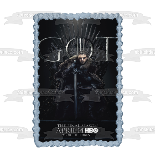 Game of Thrones Jon Snow Iron Throne Sword Black Background Edible Cake Topper Image ABPID27636