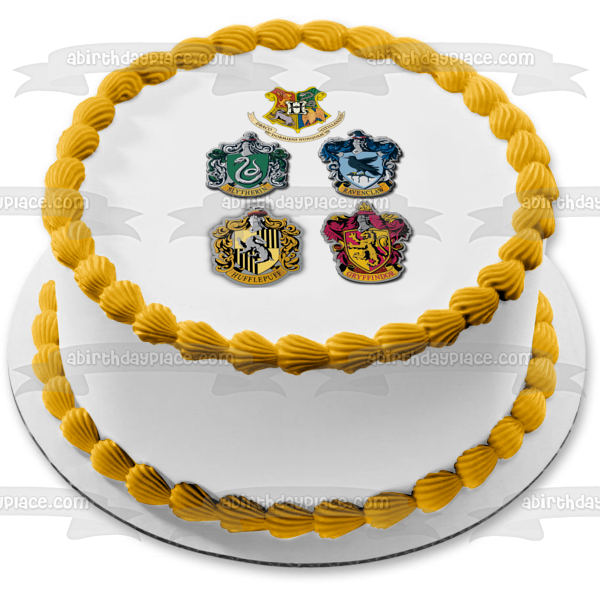 Harry Potter Hogwarts Crests Gryffindor Hufflepuff Ravenclaw Slytherin Edible Cake Topper Image ABPID27648