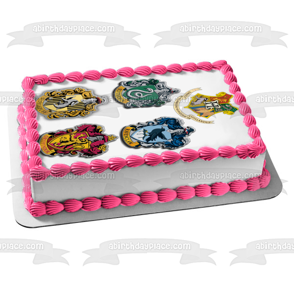 Harry Potter Hogwarts Crests Gryffindor Hufflepuff Ravenclaw Slytherin Edible Cake Topper Image ABPID27648