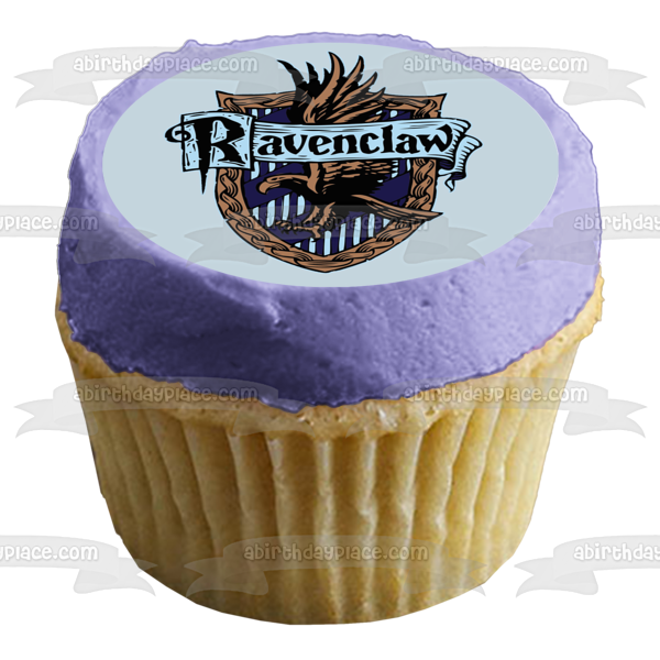 Adorno comestible para tarta con fondo azul y escudo de Ravenclaw de Harry Potter, imagen ABPID27803 