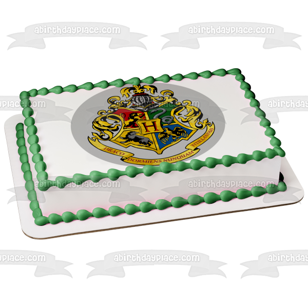 Harry Potter Hogwarts Crests Draco Dormiens Nunquam Titllandus Adorno comestible para tarta Imagen ABPID27809 