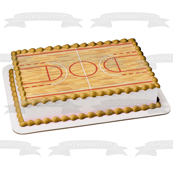 Adorno comestible para tarta de deportes de cancha de baloncesto de madera, imagen ABPID27822 