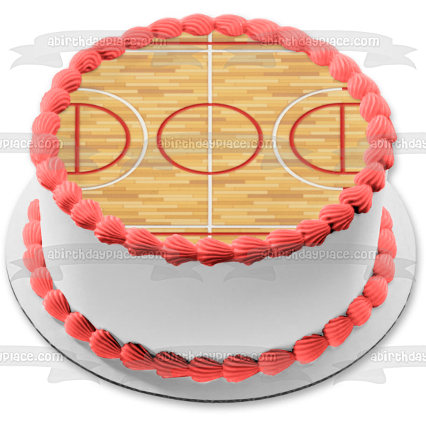 Adorno comestible para tarta de deportes de cancha de baloncesto de madera, imagen ABPID27822 