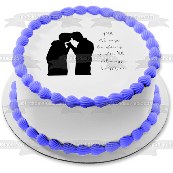 Siluetas de One Love Men Siempre seré tuyo si siempre serás mío Imagen comestible para decoración de tarta ABPID28007 