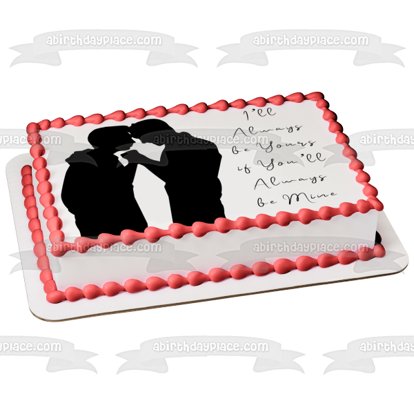 Siluetas de One Love Men Siempre seré tuyo si siempre serás mío Imagen comestible para decoración de tarta ABPID28007 