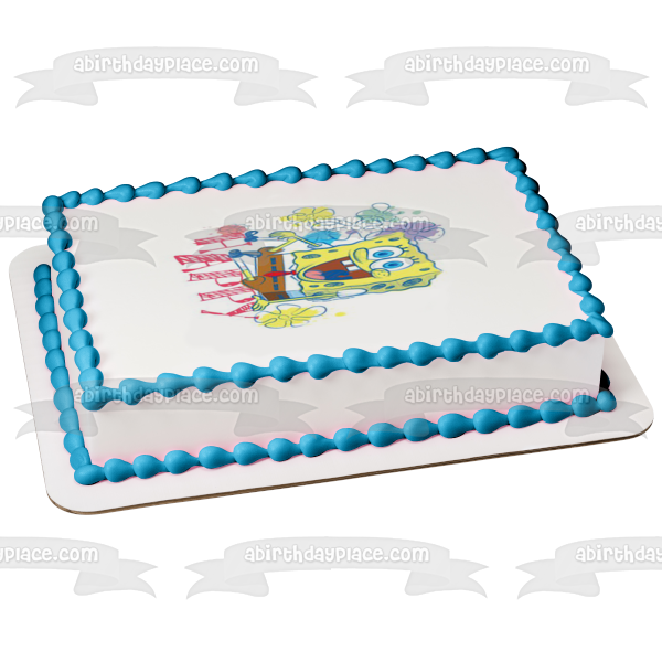 Adorno comestible para tarta con flores de Bob Esponja, imagen ABPID28035 