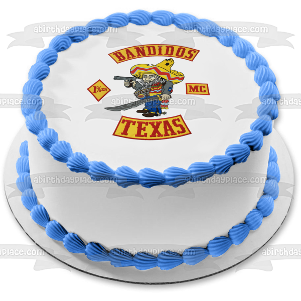 Imagen comestible para decoración de tarta con el logotipo del club de motociclistas de Bandidos Texas ABPID28069 