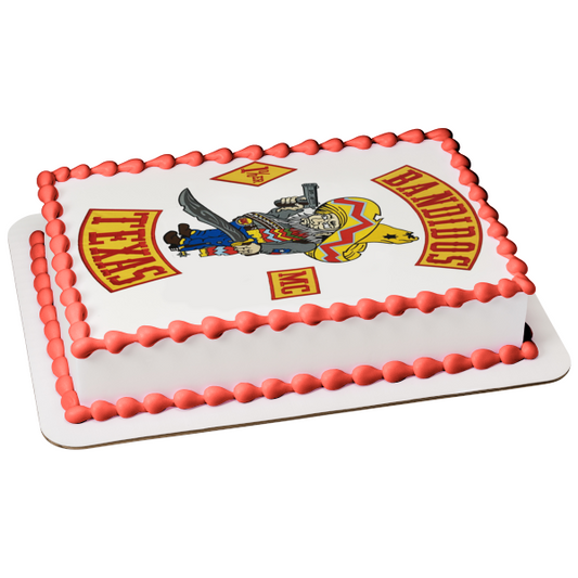 Imagen comestible para decoración de tarta con el logotipo del club de motociclistas de Bandidos Texas ABPID28069 