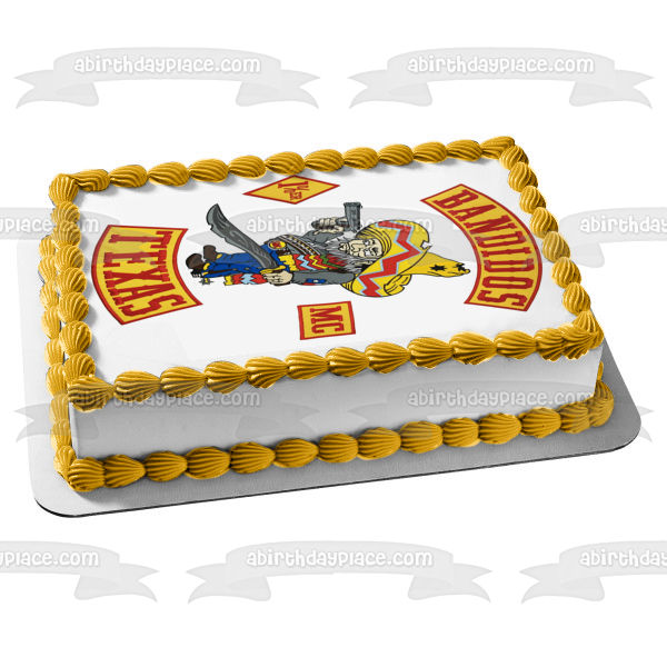 Imagen comestible para decoración de tarta con el logotipo del club de motociclistas de Bandidos Texas ABPID28069 