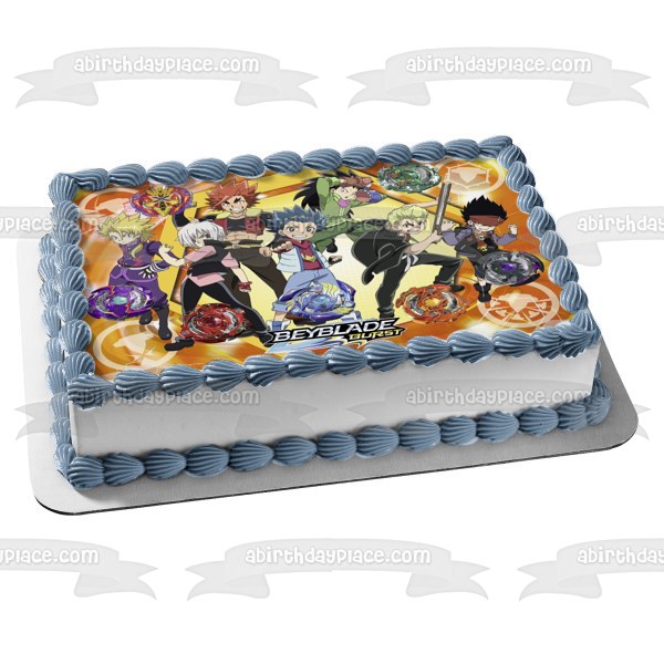 Beyblade Burst Battle Vault Aoi Wakiya Murasaki Shu Kurenai Rantaro Kiyama Daigo Kurogami Imagen comestible para tarta ABPID50401 