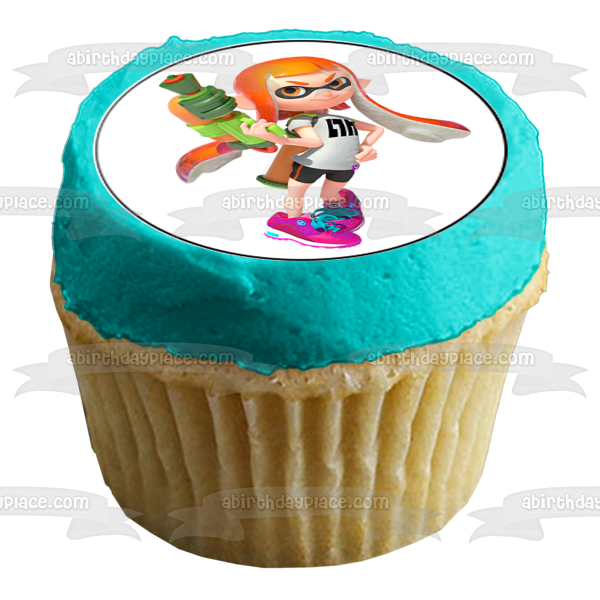 Splatoon 2 Inklings Rosa Naranja Azul Turquesa Comestible Cupcake Topper Imágenes ABPID50408 