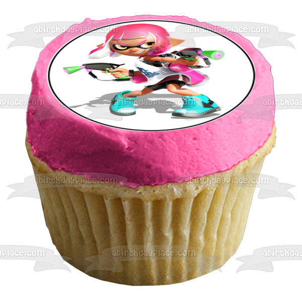 Splatoon 2 Inklings Rosa Naranja Azul Turquesa Comestible Cupcake Topper Imágenes ABPID50408 