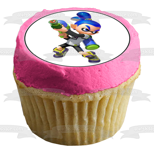 Splatoon 2 Inklings Rosa Naranja Azul Turquesa Comestible Cupcake Topper Imágenes ABPID50408 