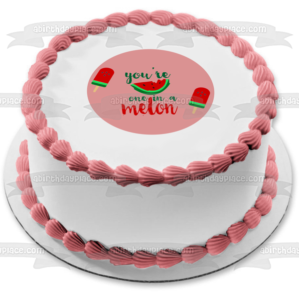 Eres uno en un melón Sandías Fondo rosa Imagen comestible para decoración de tarta ABPID50255 