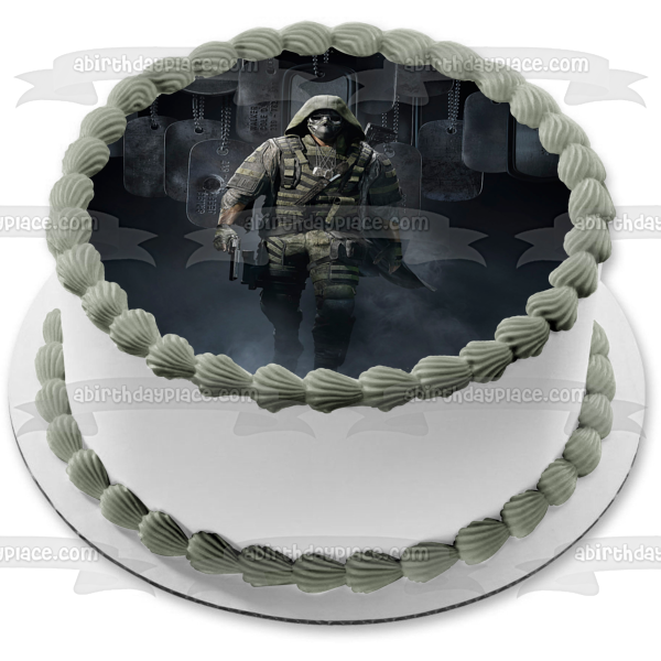 Tom Clancy's Ghost Recon Breakpoint Tactical Shooter Video Game Dog Tags Soldier Edible Cake Topper Image ABPID50415