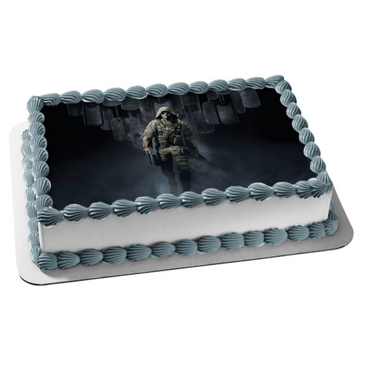 Tom Clancy's Ghost Recon Breakpoint Tactical Shooter Video Game Dog Tags Soldier Edible Cake Topper Image ABPID50415