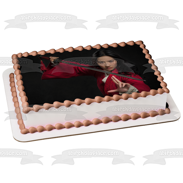 Imagen de decoración comestible para tarta con espada de la película Mulan de acción en vivo de Disney ABPID50423 