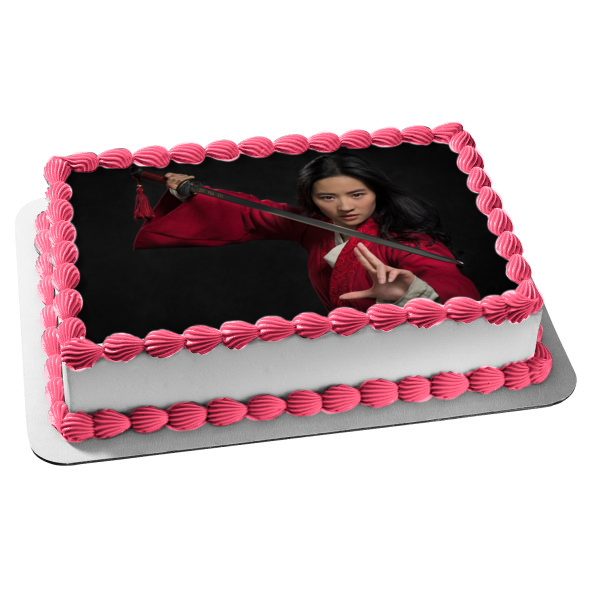 Imagen de decoración comestible para tarta con espada de la película Mulan de acción en vivo de Disney ABPID50423 