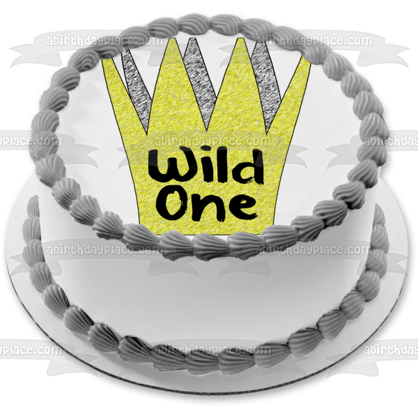 Wild One Gold Crown Donde las cosas salvajes son decoración comestible para tarta imagen ABPID50291 