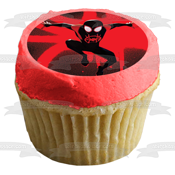 Spider-Man Spider-Verse Spider-Man Red and Black Logo Edible Cake Topper Image ABPID50448