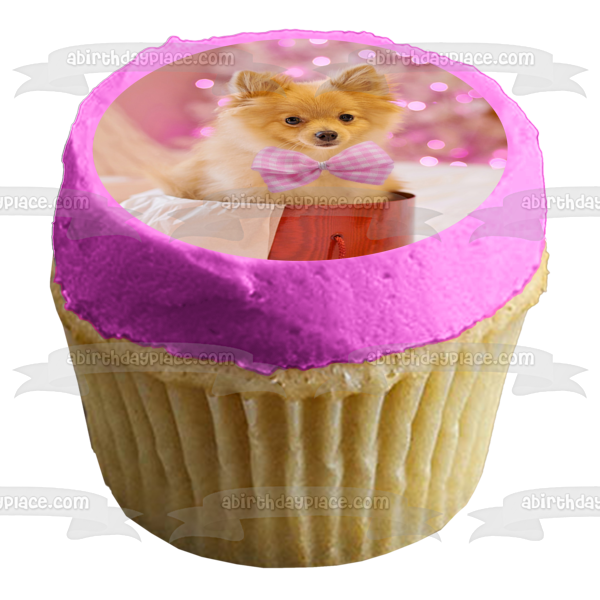 Imagen de adorno comestible para pastel de perro Pomerania navideño ABPID50456 