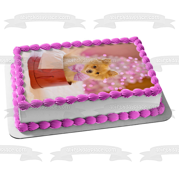 Imagen de adorno comestible para pastel de perro Pomerania navideño ABPID50456 