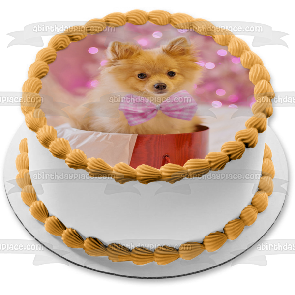 Imagen de adorno comestible para pastel de perro Pomerania navideño ABPID50456 