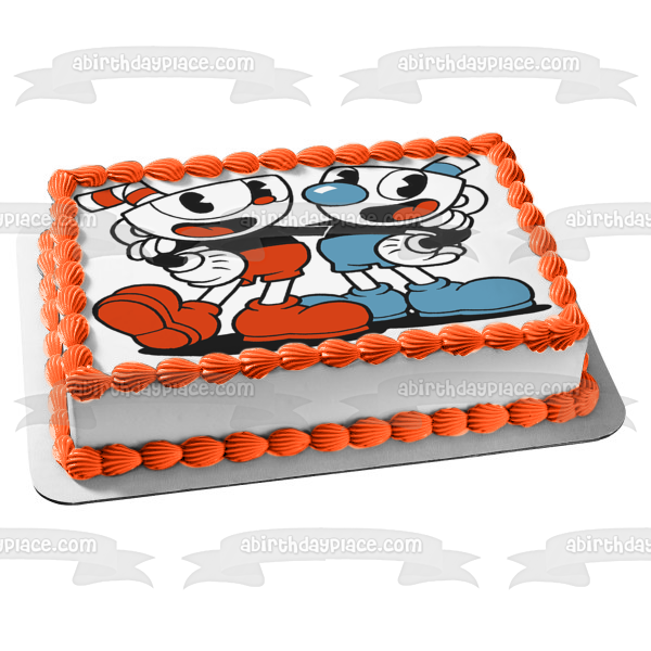 Imagen comestible para decoración de tarta de Cuphead y Mugman ABPID50303 