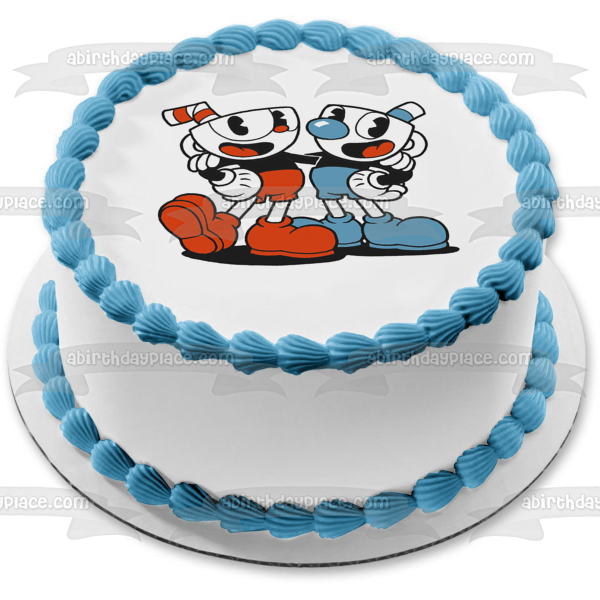 Imagen comestible para decoración de tarta de Cuphead y Mugman ABPID50303 