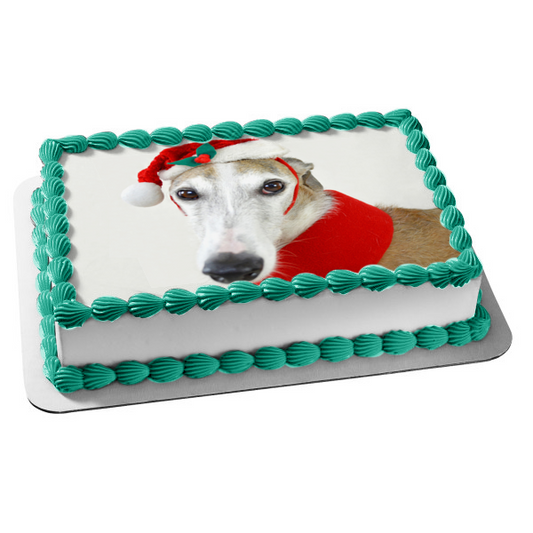 Imagen comestible para decoración de tarta con diseño de sabueso navideño ABPID50458 