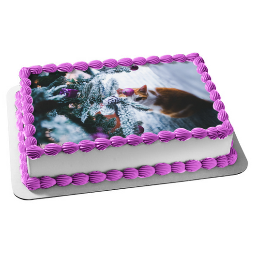 Adorno comestible para tarta con diseño de gato, color naranja y blanco, imagen ABPID50463 