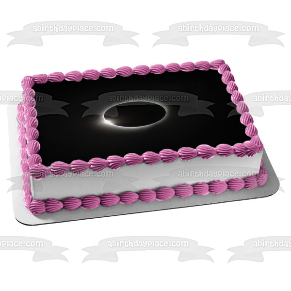 Imagen comestible para tarta con eclipse solar, luna y espacio exterior, ABPID50315 