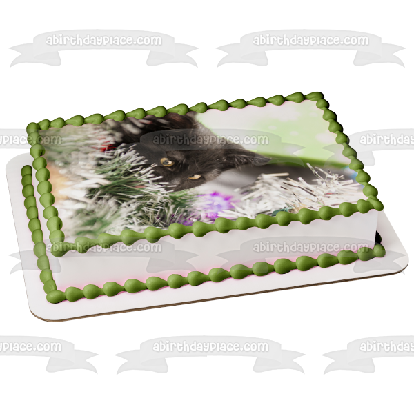 Imagen comestible para decoración de tarta con gatito navideño furtivo ABPID50466 