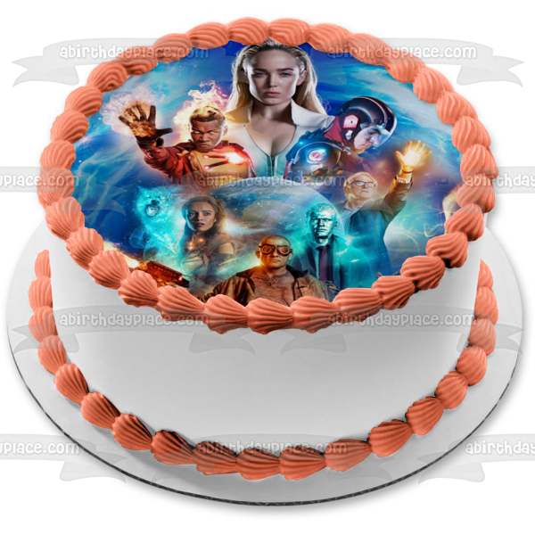 DC Legends of Tomorrow Atom White Canary Firestorm Capitán Cold Heat Wave Hawkgirl Decoración comestible para tarta Imagen ABPID50329 