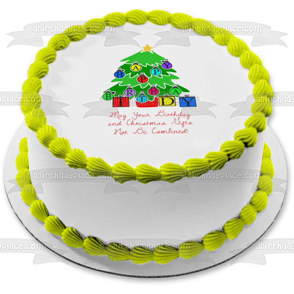 Cumpleaños Árbol de Navidad Birthmas Edible Cake Topper Imagen ABPID50471 