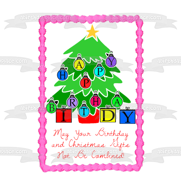 Cumpleaños Árbol de Navidad Birthmas Edible Cake Topper Imagen ABPID50471 