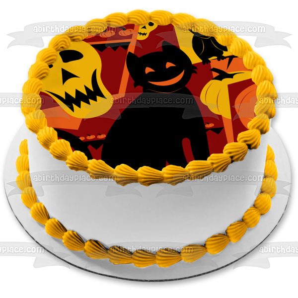 Halloween Edible Cupcake Toppers Pumpkin Ghost Bat Black Cat - Pre-cut  Wafer Paper Cake Decorations，36pcs