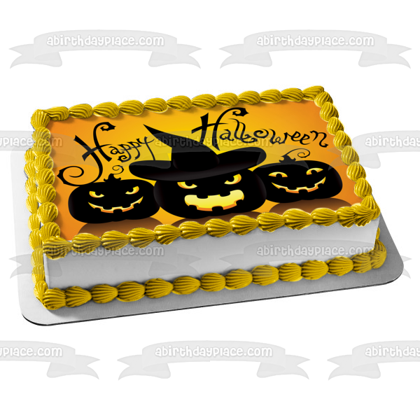 Imagen de decoración comestible para tarta de calabazas de Feliz Halloween ABPID50349 