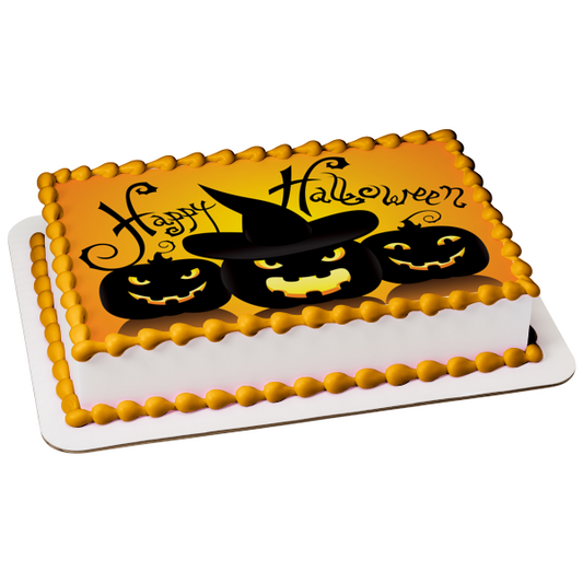 Imagen de decoración comestible para tarta de calabazas de Feliz Halloween ABPID50349 