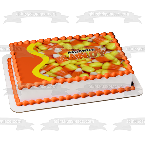 Candy Corn Happy Halloween Candy Edible Cake Topper Image ABPID50354