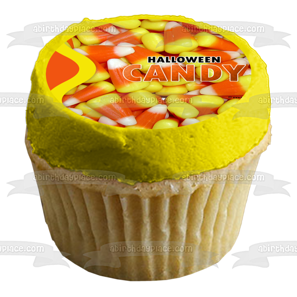 Candy Corn Happy Halloween Candy Edible Cake Topper Image ABPID50354