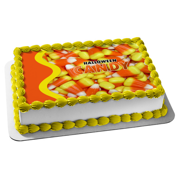 Candy Corn Happy Halloween Candy Edible Cake Topper Image ABPID50354